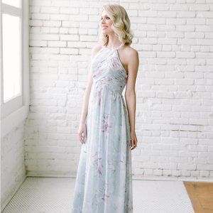 Revelry chiffon Mackenzie dress in blue floral